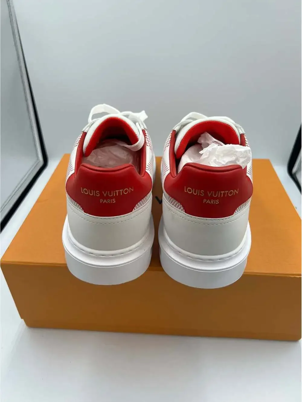 Louis Vuitton LV Trainer Sneakers White Red Size 44